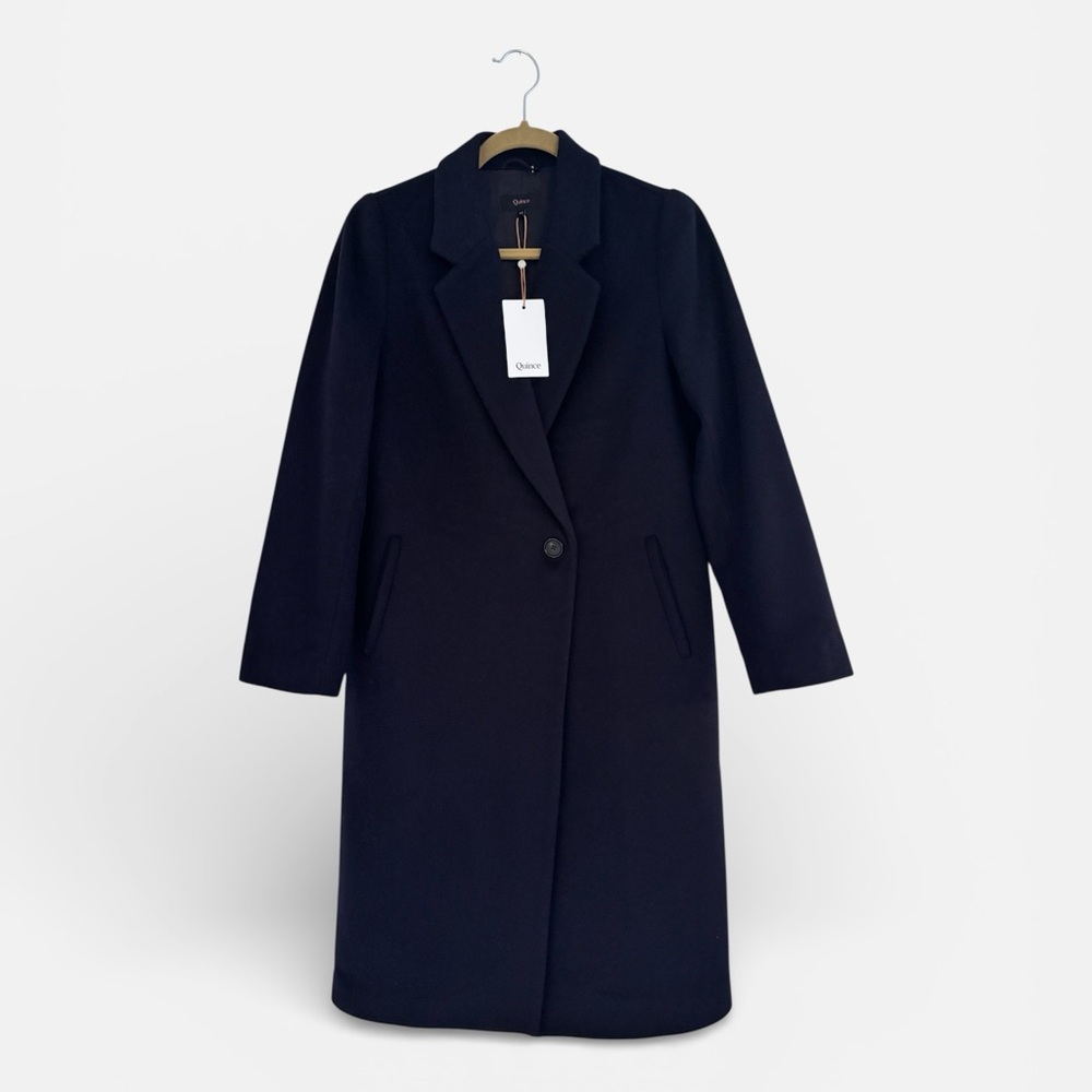 Quince Italian Wool Classic Single Breasted Coat Cadet Blue XS NWT